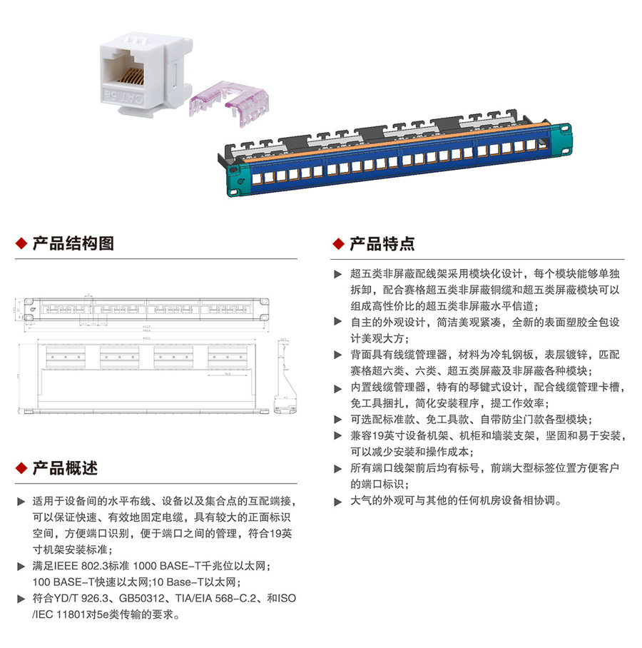 超五类非屏蔽配线架1
